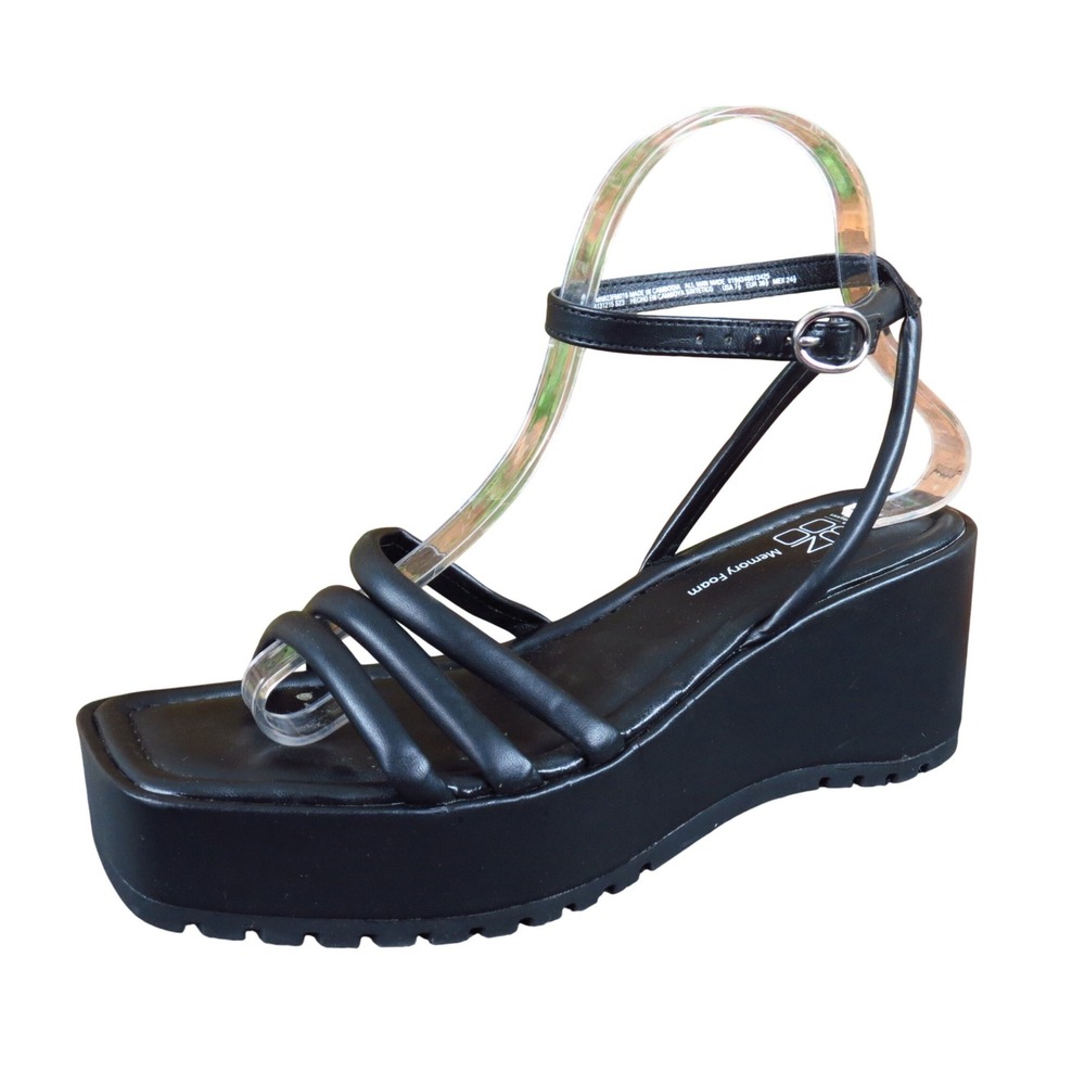 No Boundaries WMNB23FM016 Womens Platform Wedge Sandals Size 7.5 Fashion Black